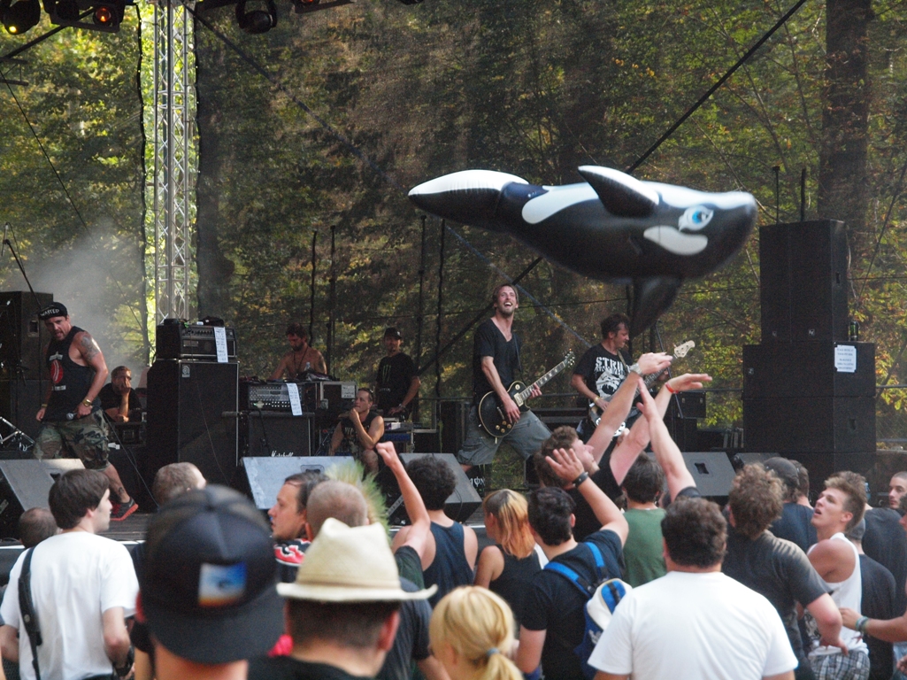 Bend A Wilhelm Scream iz ZDA mlati še po starem – trda basovska linija, kričeč vokal in brezkompromisno bobnarjevo zaledje. (foto: Jože Štucin)